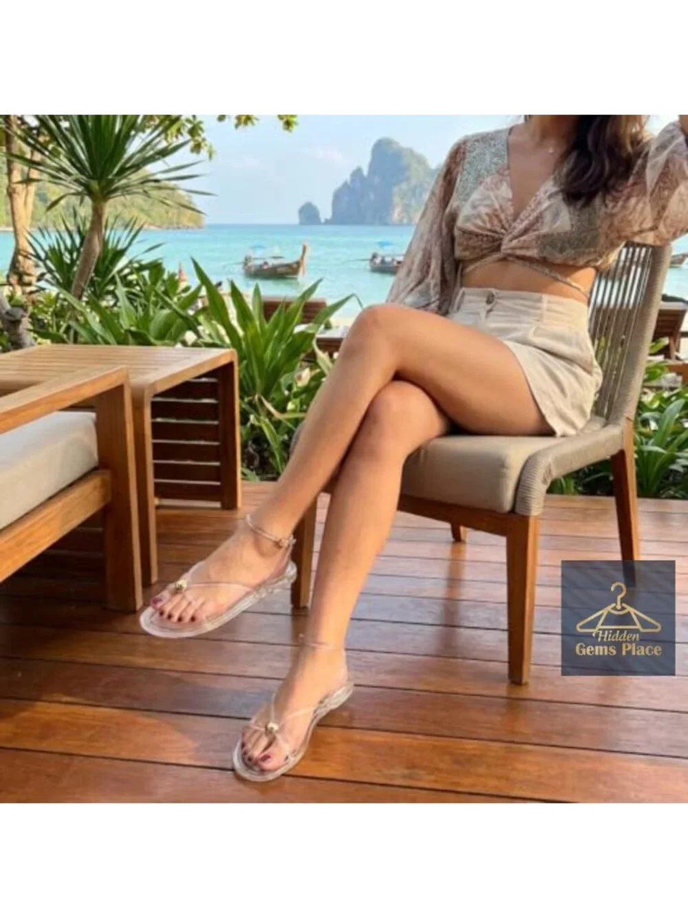 Soft Jelly Sandals with Adjustable Buckle Strap and Gold Hardware Accents,